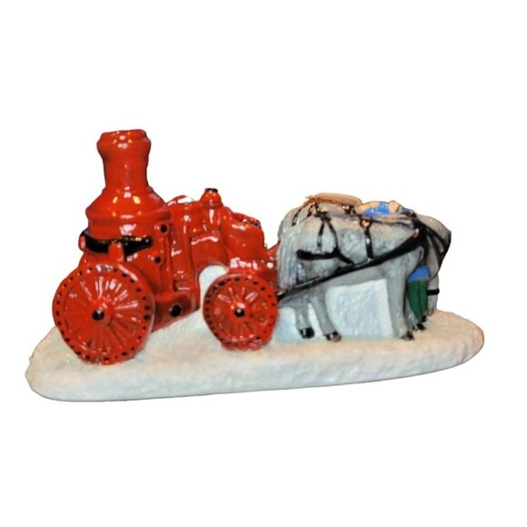 Vintage Christmas Village Horse Drawn Red Firewagon Holiday Decor JH1823200 - Picture 3 of 3